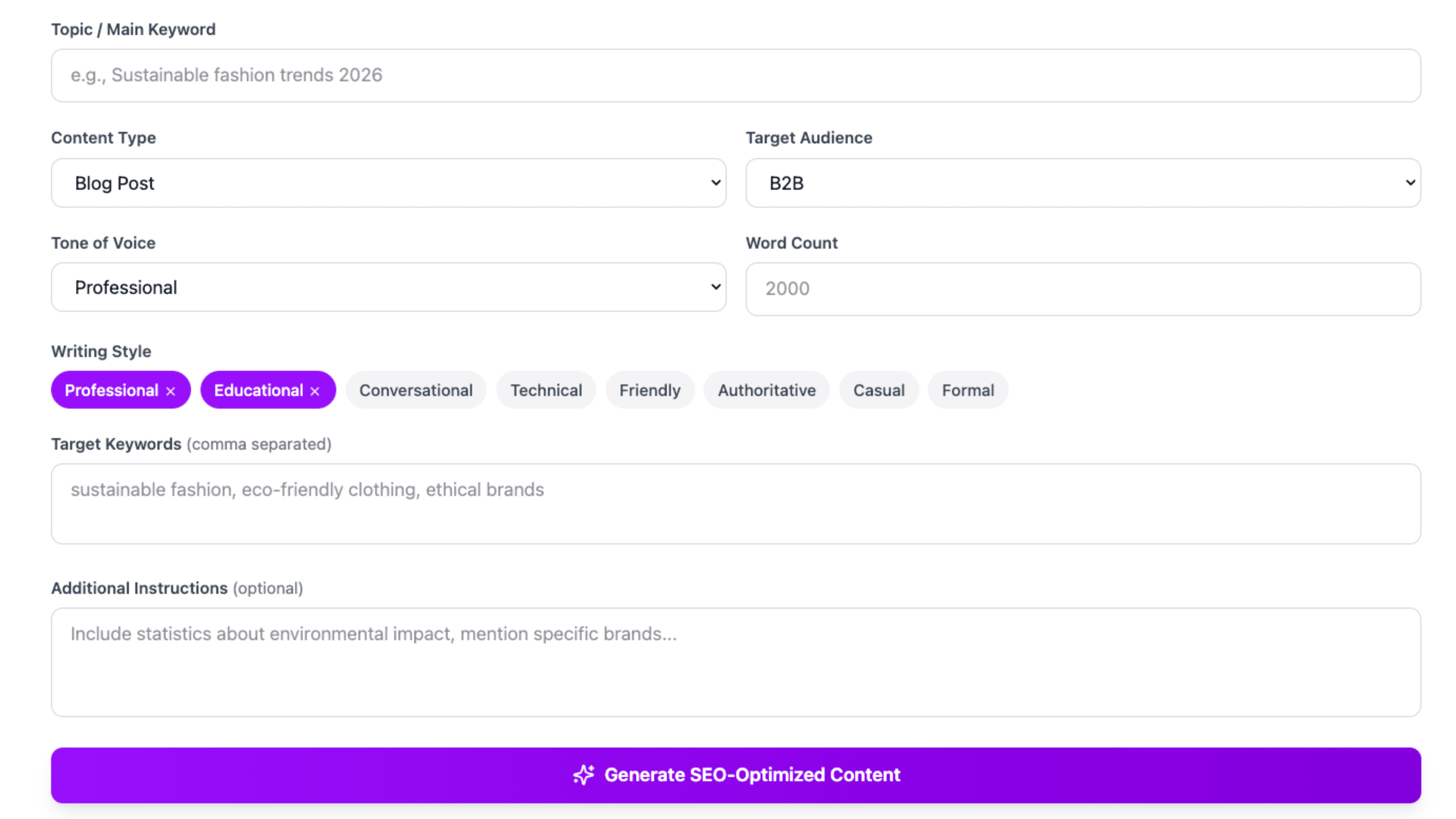 Content Generation Features